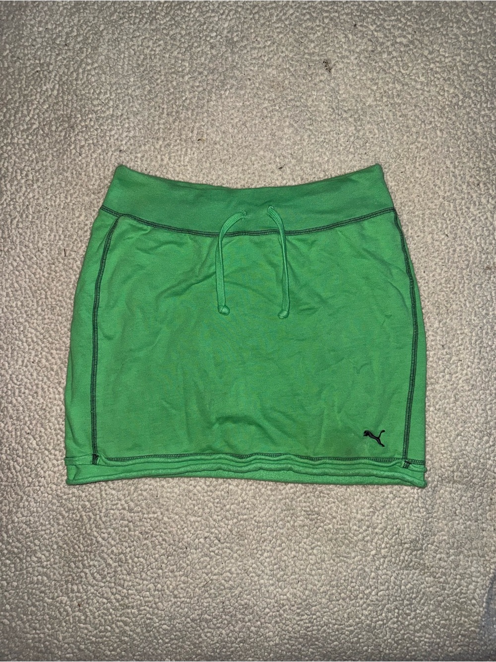 Puma Bright Green Drawstring Knit Mini Skirt